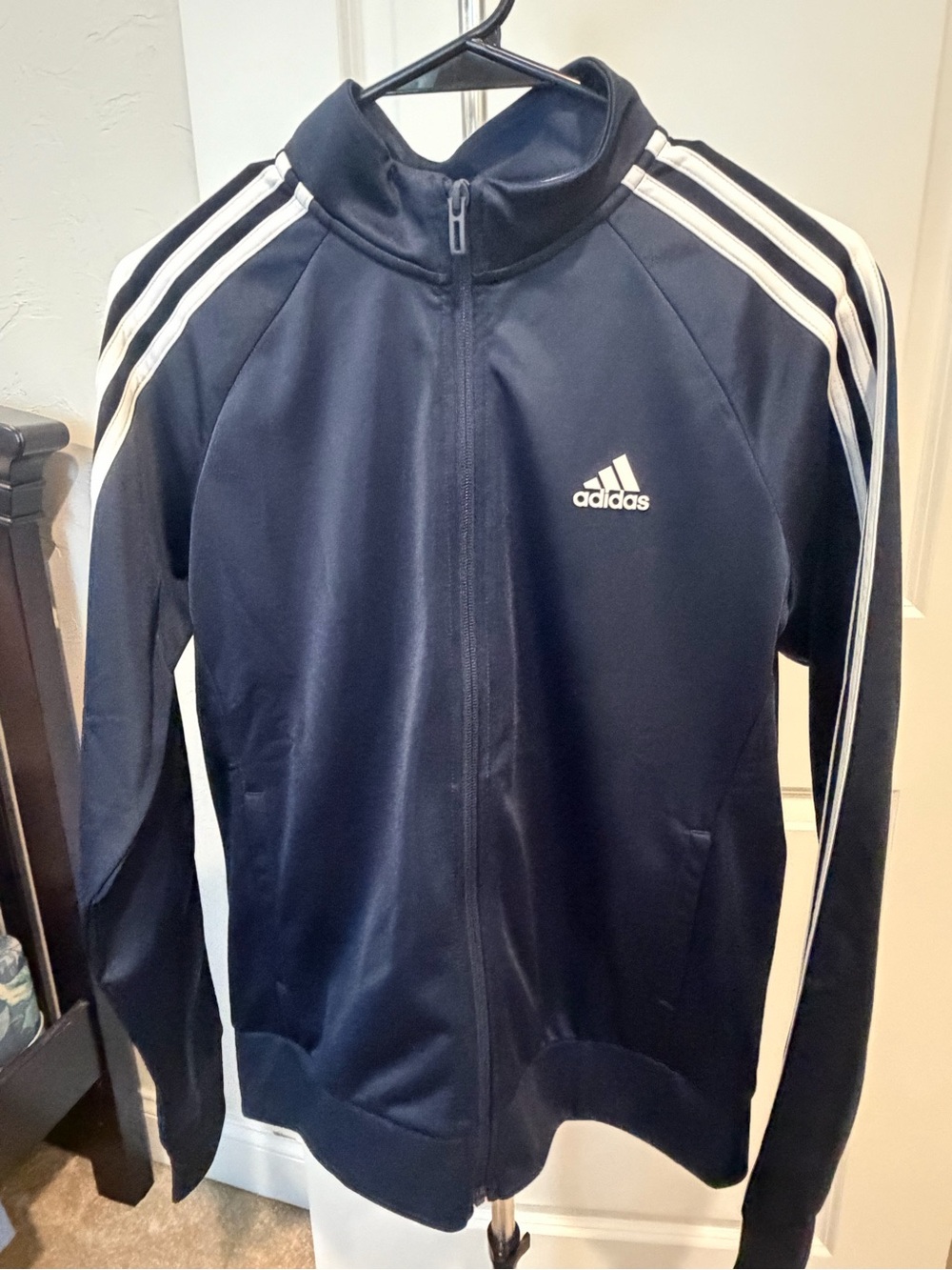 adidas Navy and White Lightweight Track Jacket